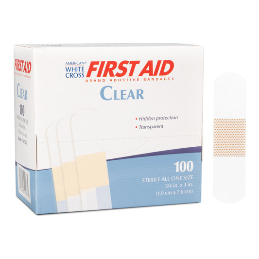 American® White Cross First Aid® Clear Adhesive Strip, 3/4 x 3 Inch