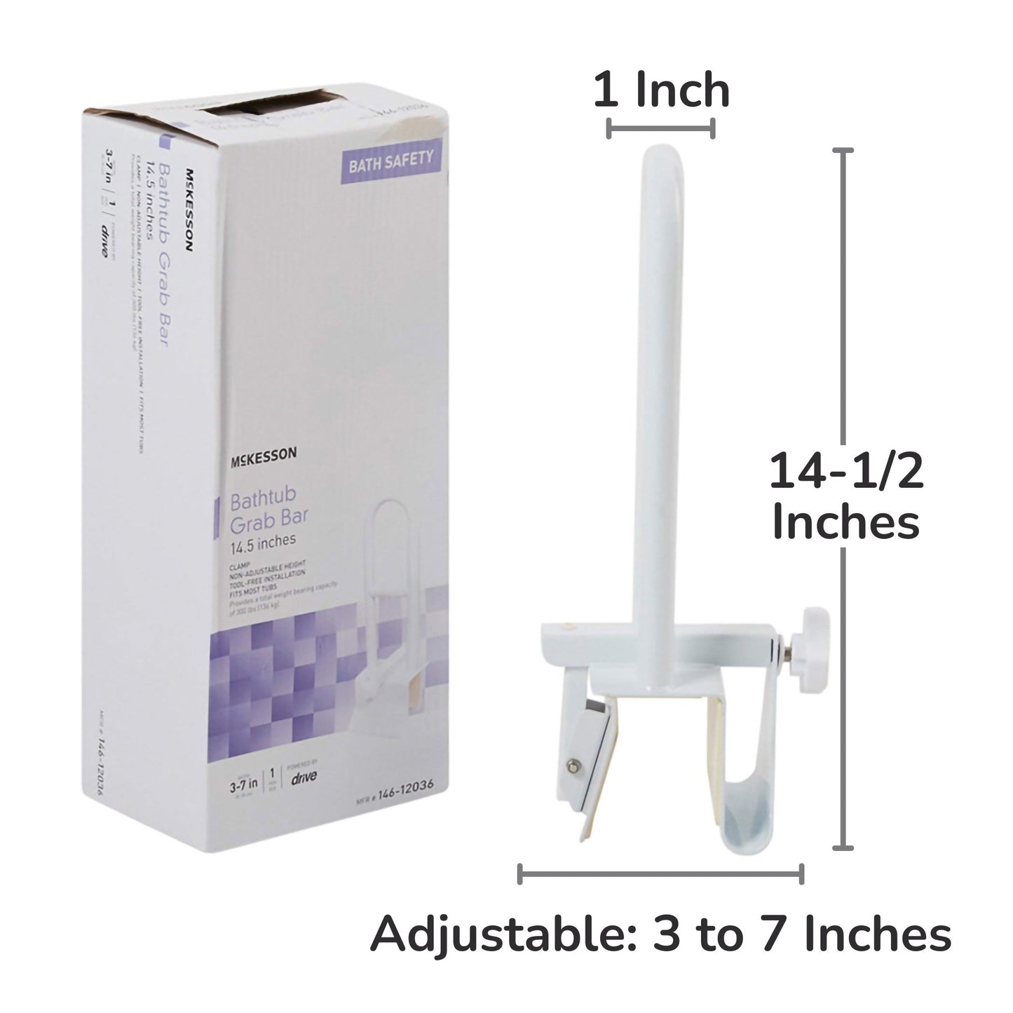 McKesson Bathtub Grab Bar, 14.5-Inch Length