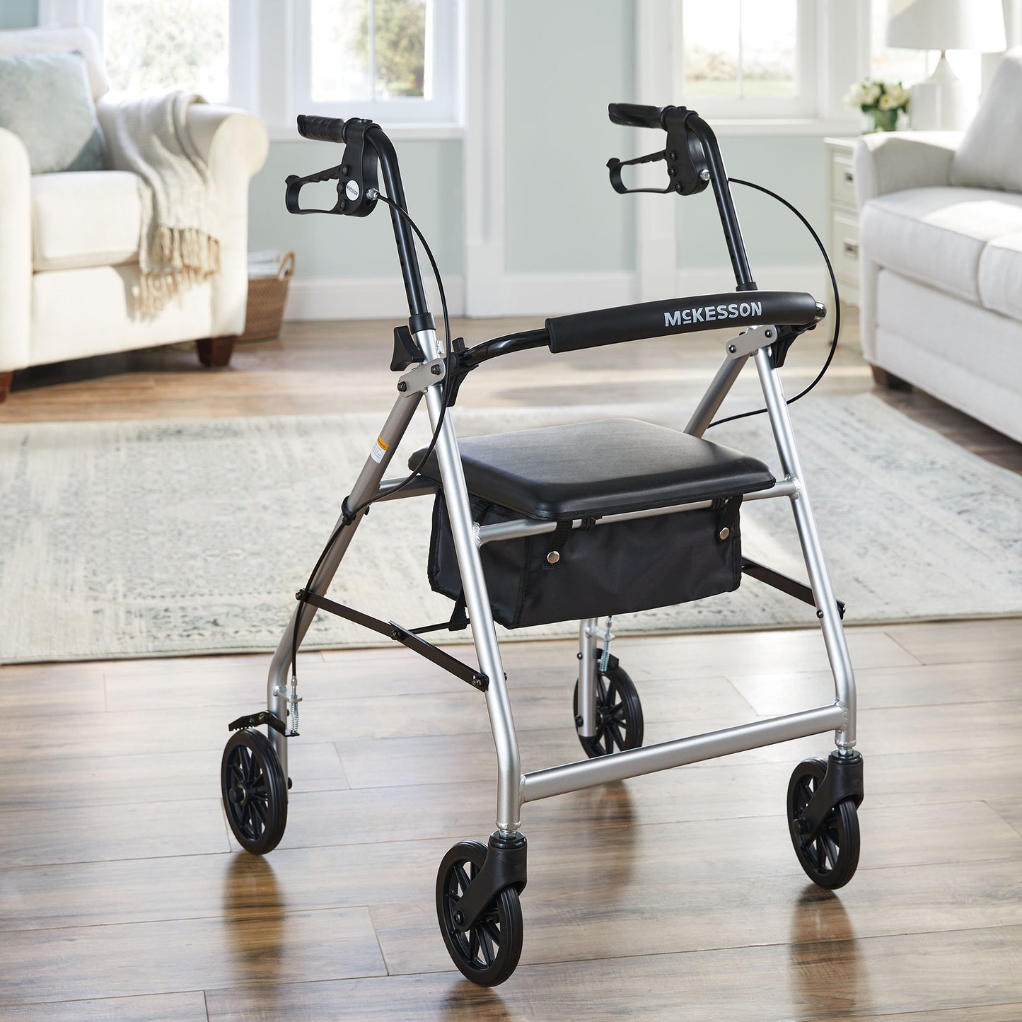 McKesson Folding Aluminum Four-Wheel Rollator, Silver