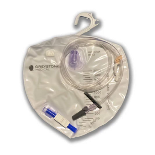 Greystone Urinary Drainage Bag with Integrated Anti-Reflux Device 2000mL