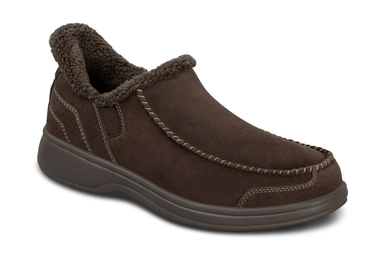 Vito Men's Hands-Free Suede Indoor/Outdoor Slippers, Brown, angle view