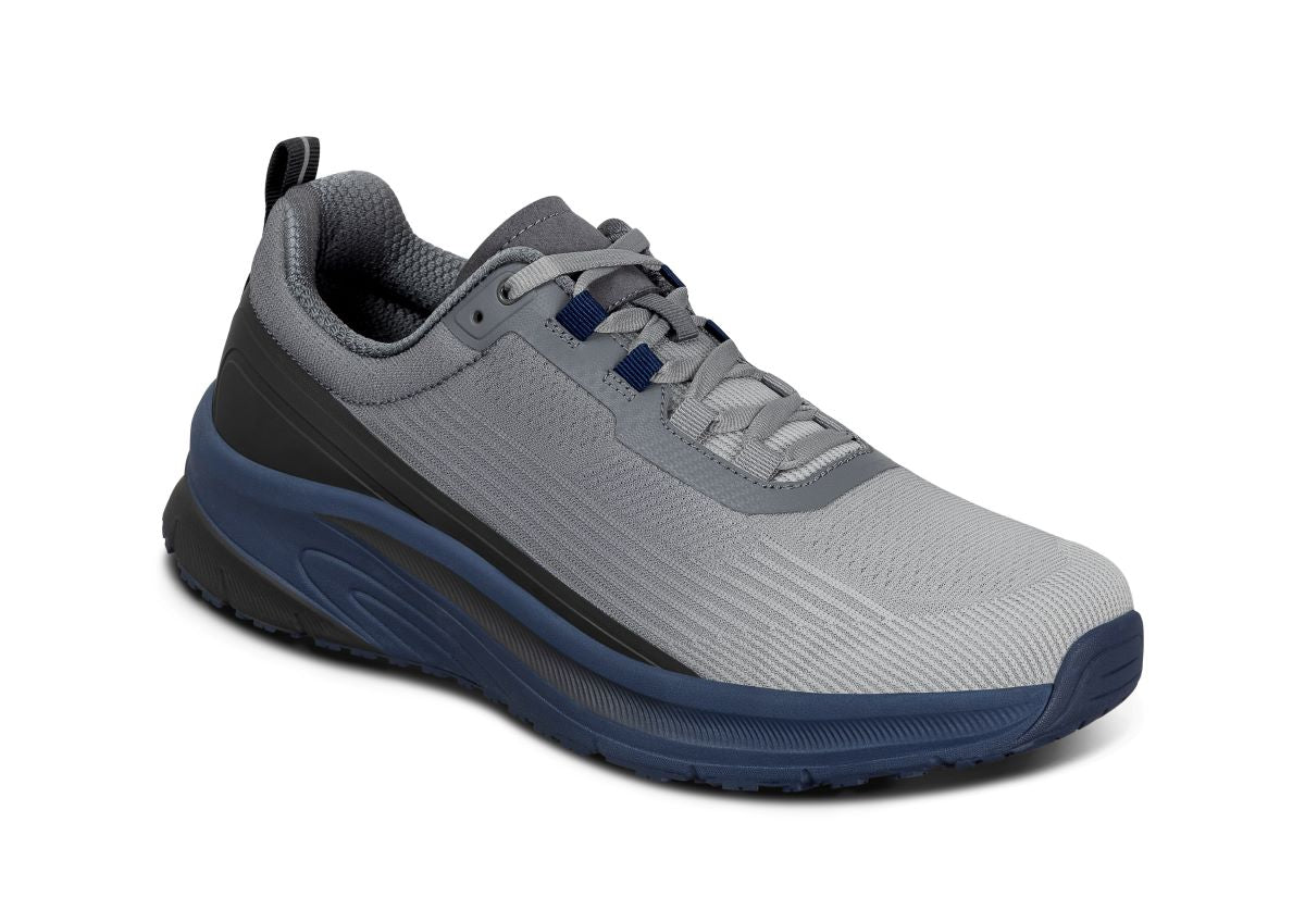 Race Men's Running Shoes, Gray/Navy, angle view