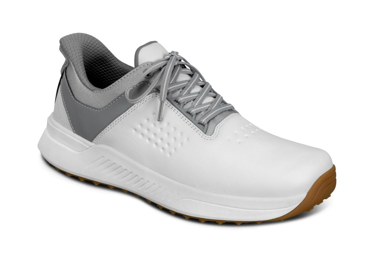 Birdie Men's Hands-Free Golf Shoes, White, angle view