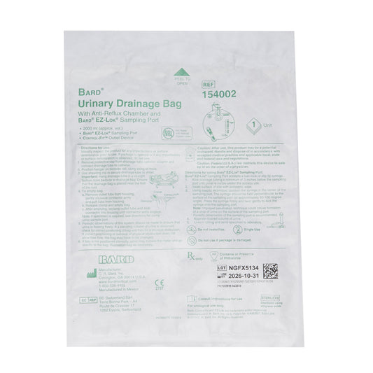 Bard® Urinary Drain Bag with Anti-Reflux, 1 Hook