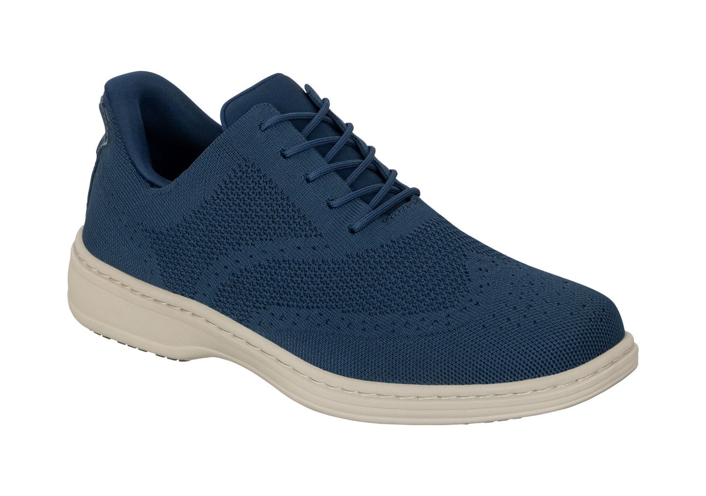 Rex Men's Hands-Free Casual Fabric-Knit Shoes, Blue, angle view