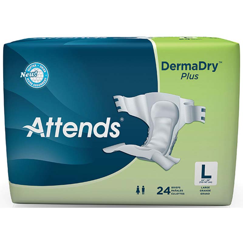 Attends DermaDry Plus Briefs Large 44" - 58" - REPLACES: 48BR30