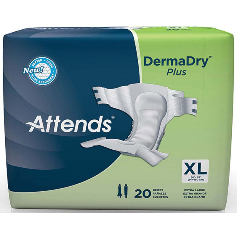 Attends DermaDry Plus Briefs X-Large 58" - 63" - REPLACES: 48BR40