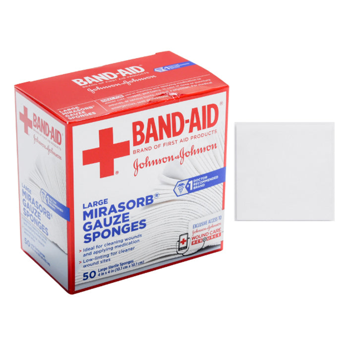 J & J Band-Aid First Aid NoMirasorb Gauze 4" x 4"