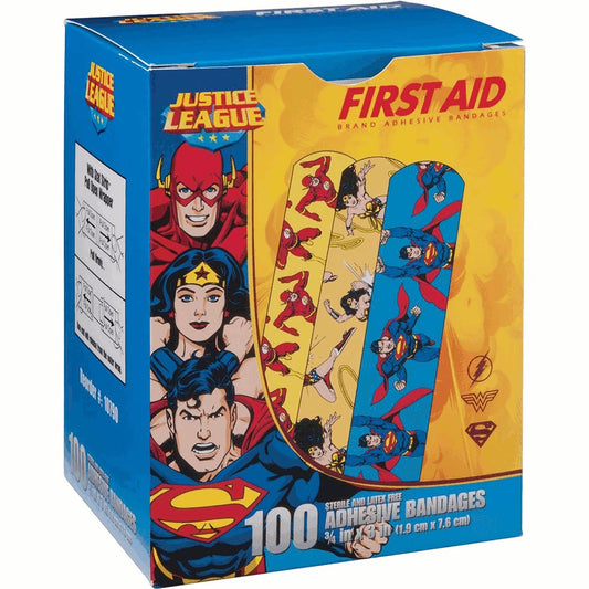 American® White Cross Stat Strip® Kid Design Justice League Adhesive Strips