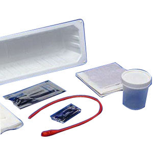 KENGUARD Dover Red Rubber Open Urethral Catheter Tray 14 Fr without Drainage Bag