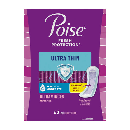 Poise Ultra Thin Incontinence Pads Moderate Absorbency Regular Length 10.24 " Long