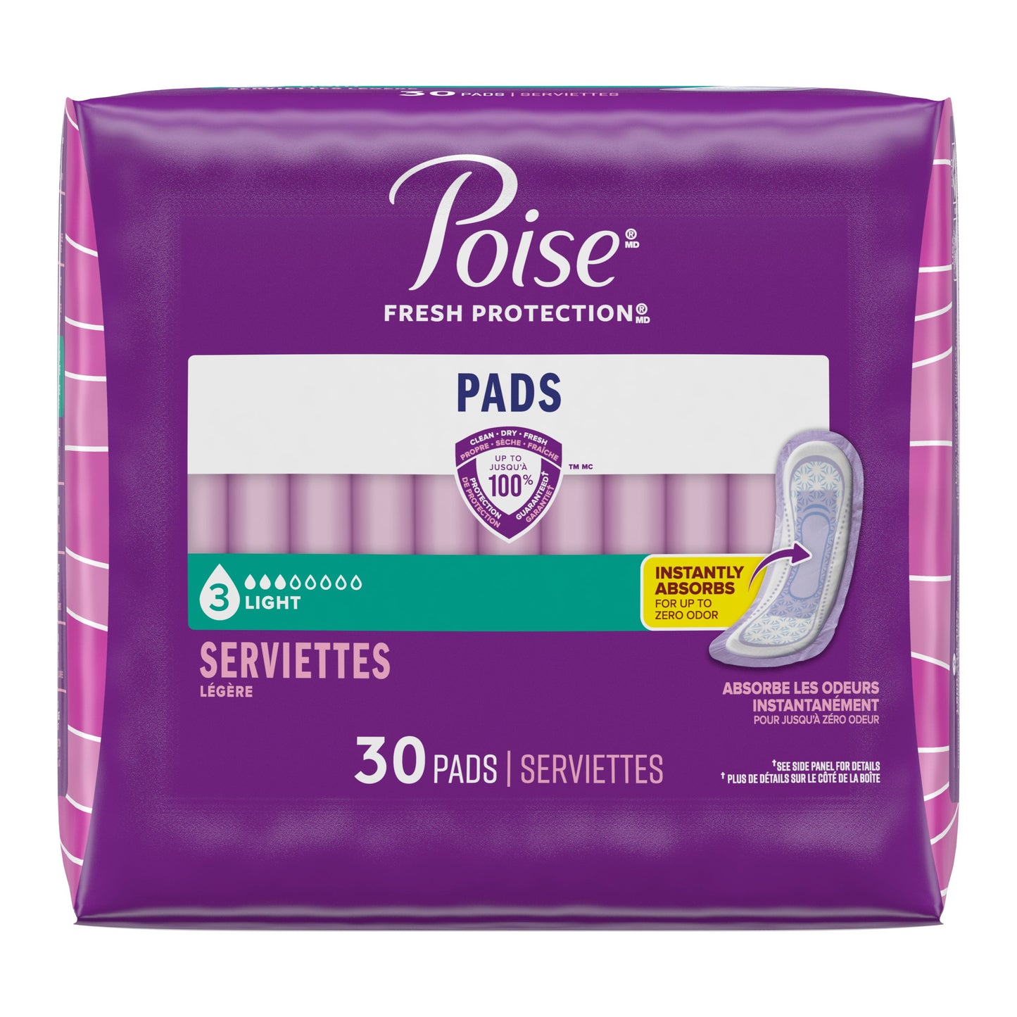 Poise Pads, Light Absorbency, Regular Length.