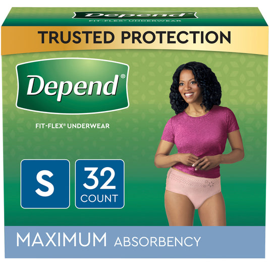 Depend FIT-FLEX Incontinence Underwear for Women Maximum Absorbency Small