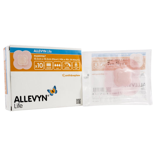 Allevyn Life Silicone Adhesive with Border Silicone Foam Dressing, 4 x 4 Inch