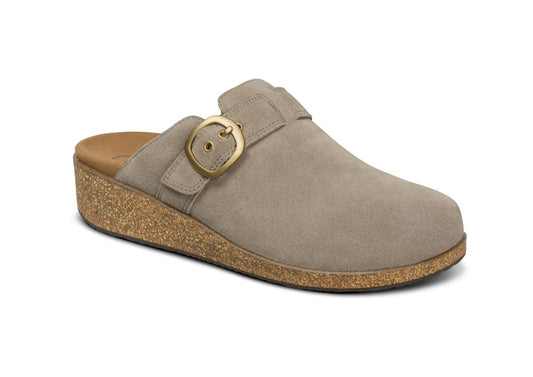 Casey Women's Cork-Bottom Clogs, Taupe, angle view