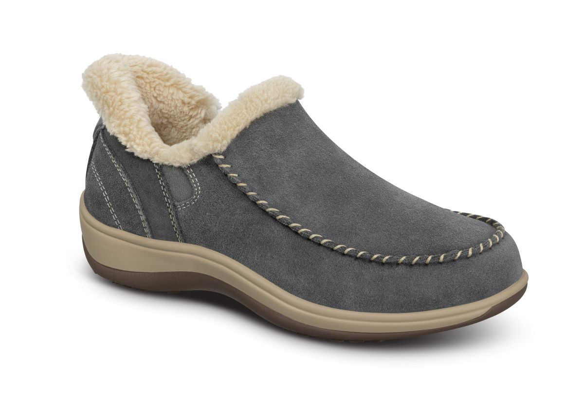 Lorin Women's Hands-Free Suede Indoor/Outdoor Slipper Shoes, Gray, angle view