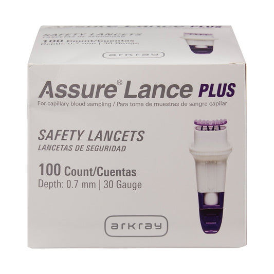 Assure Lance Plus 30G Safety Lancets 0.7mm Purple 100 Count