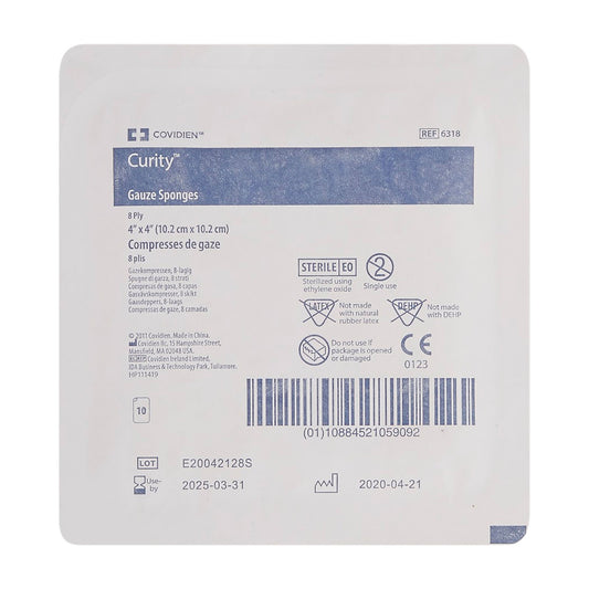Curity Woven Gauze Sponge Sterile 10's 4" x 4" 8 ply 10 Count