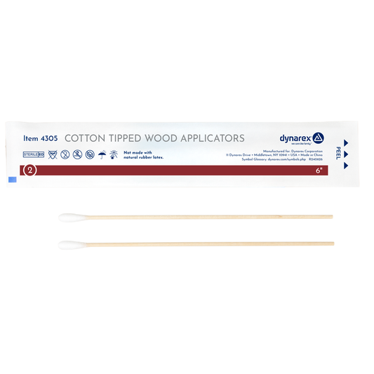 Dynarex Cotton Tip Wood Applicators Sterile 6" 2 Count
