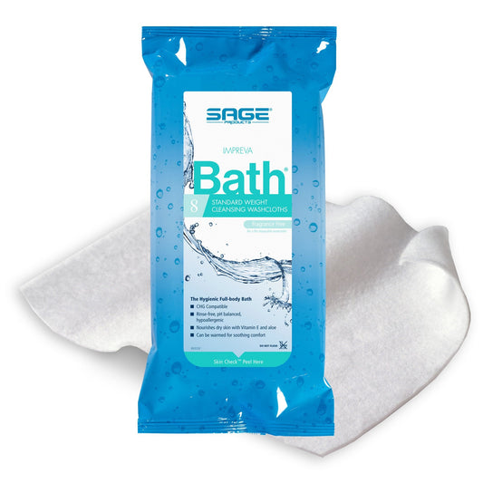 Impreva Bath Cleansing Washcloths Fragrance Free 8 Count