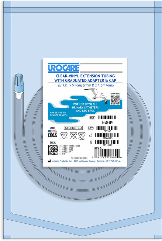 Sterile Clear-Vinyl Extension Tubing with Adaptor and Cap 9/32" I.D. x 60"