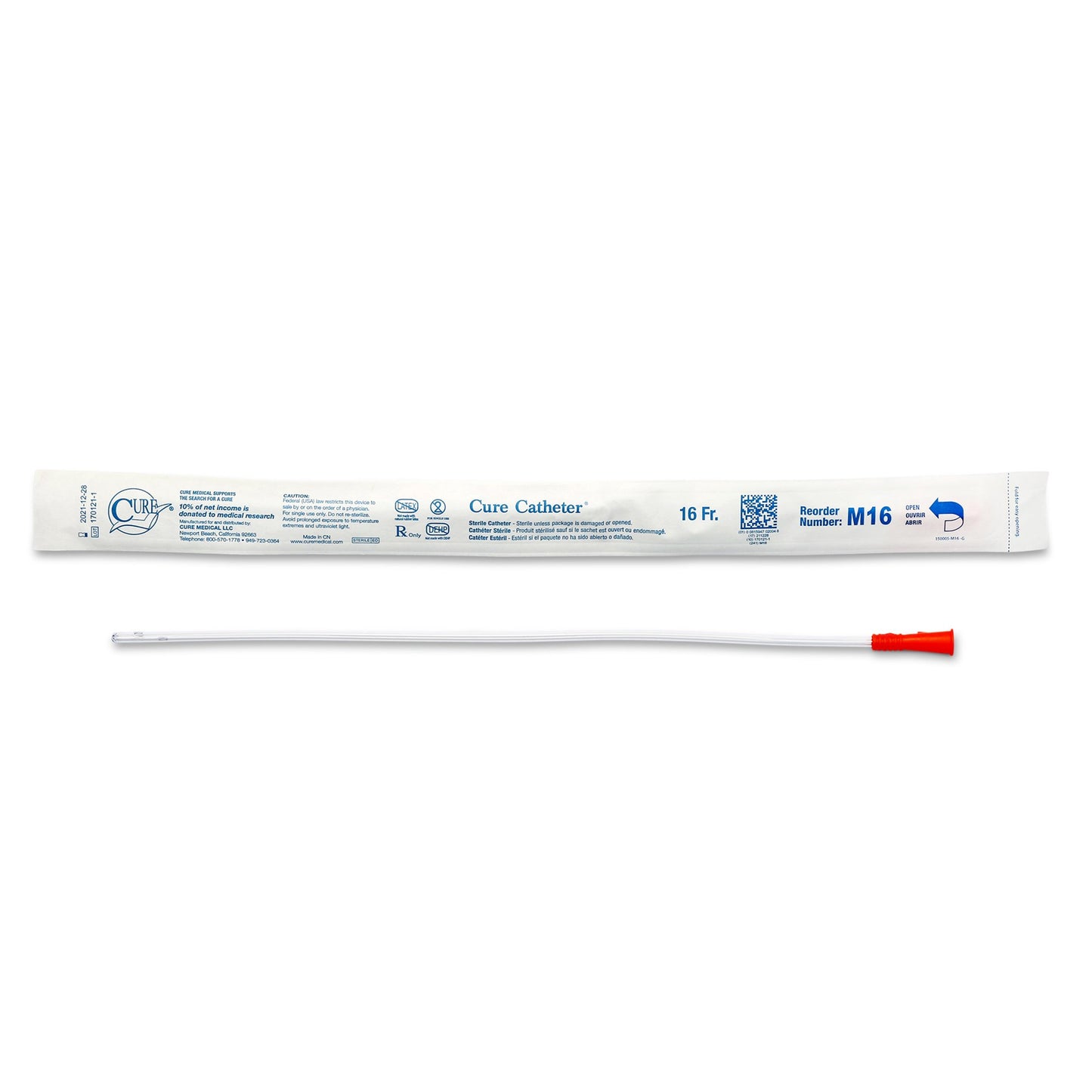 Cure Catheter™ Male Intermittent Catheter, Uncoated PVC