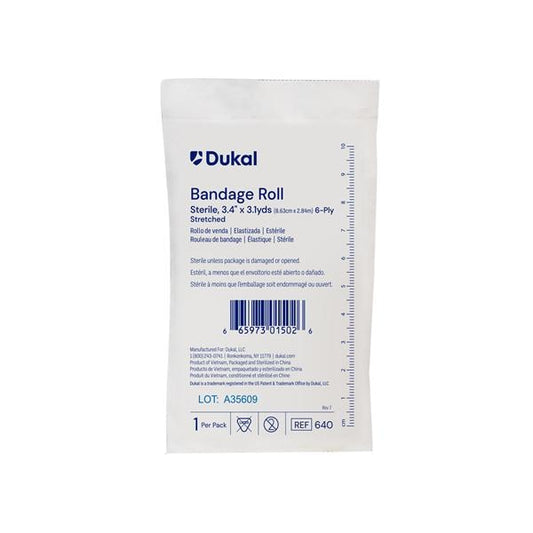 Dukal™ Sterile Fluff Bandage Roll, 3/4 Inch x 3.1 Yard