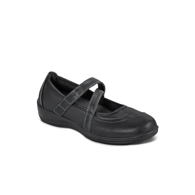 Celina Women's Pull-Open Mary Jane Shoes, Black, angle view