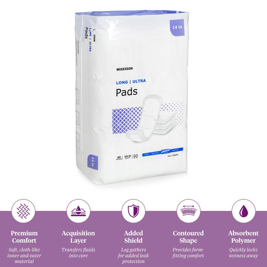 McKesson Ultra Heavy Absorbency Bladder Control Pad, 14 Inch Length