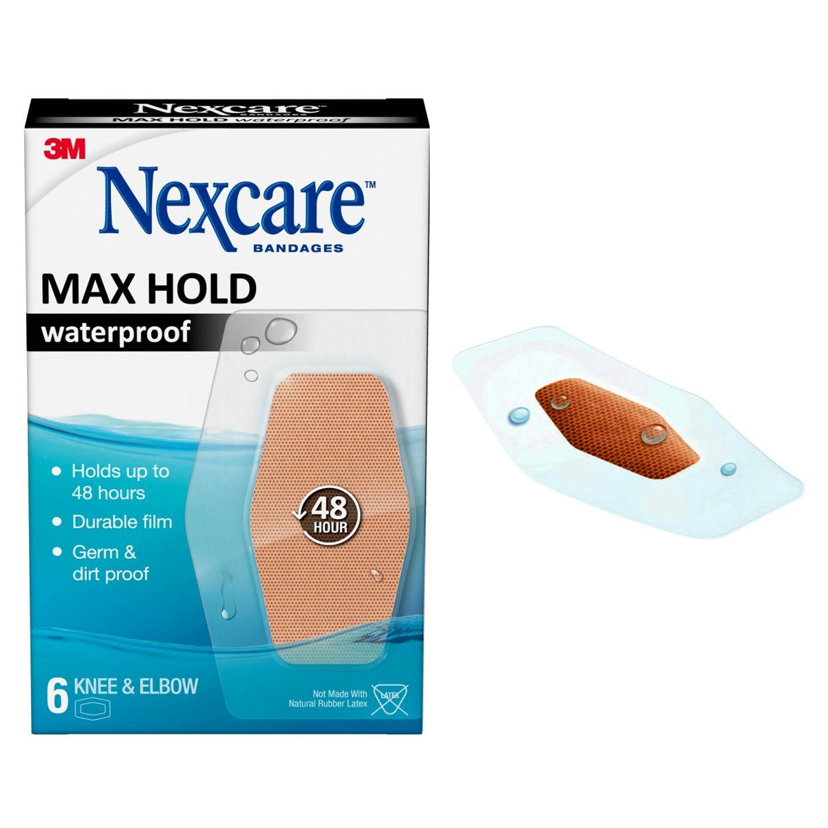 Nexcare Max Hold Knee and Elbow Bandage 6 Count