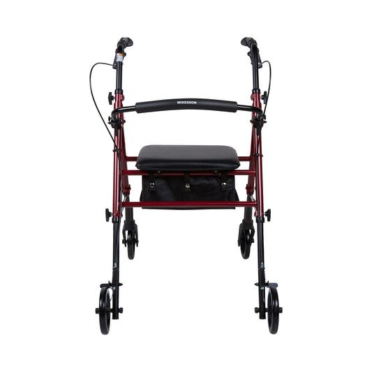 McKesson Four-Wheel Rollator, Red