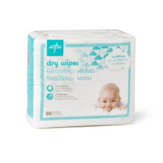 Medline Ultrasoft Baby Disposable Dry Cleansing Cloths Wipe