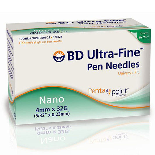 Ultra-Fine Nano Pen Needle 32G x 4mm 100 Count