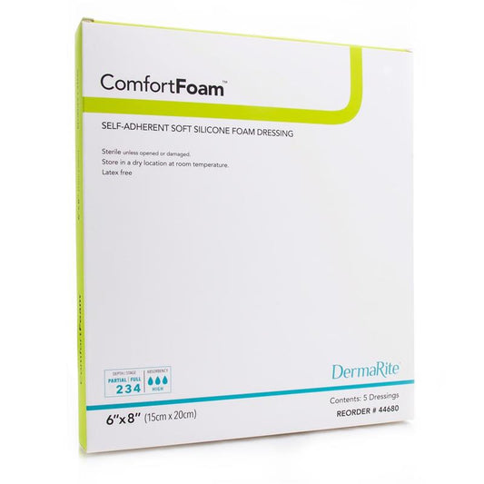 ComfortFoam Self-Adherent Soft Silicone Foam Dressing Non-Bordered 6" x 8"