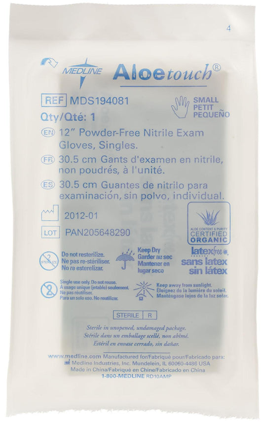 AloeTouch Sterile 12" Nitrile Exam Gloves Textured Single Wrapped