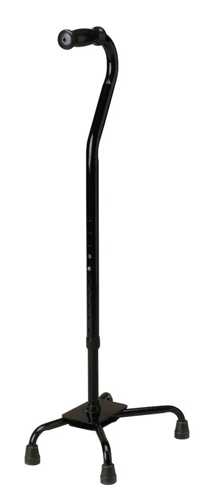 Bariatric Quad Cane Steel Small Base Offset Handle Black 500lbs