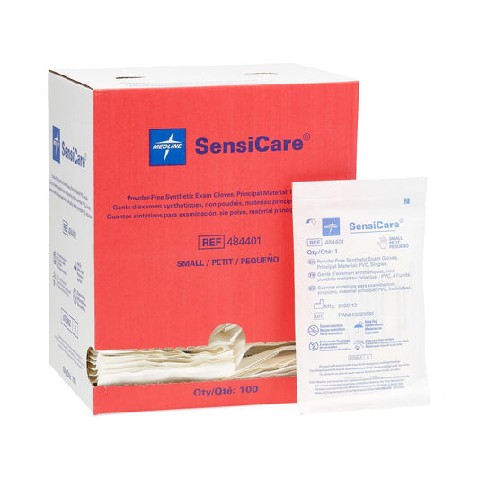 Sensicare Stretch Vinyl Sterile Exam Gloves Single Wrapped