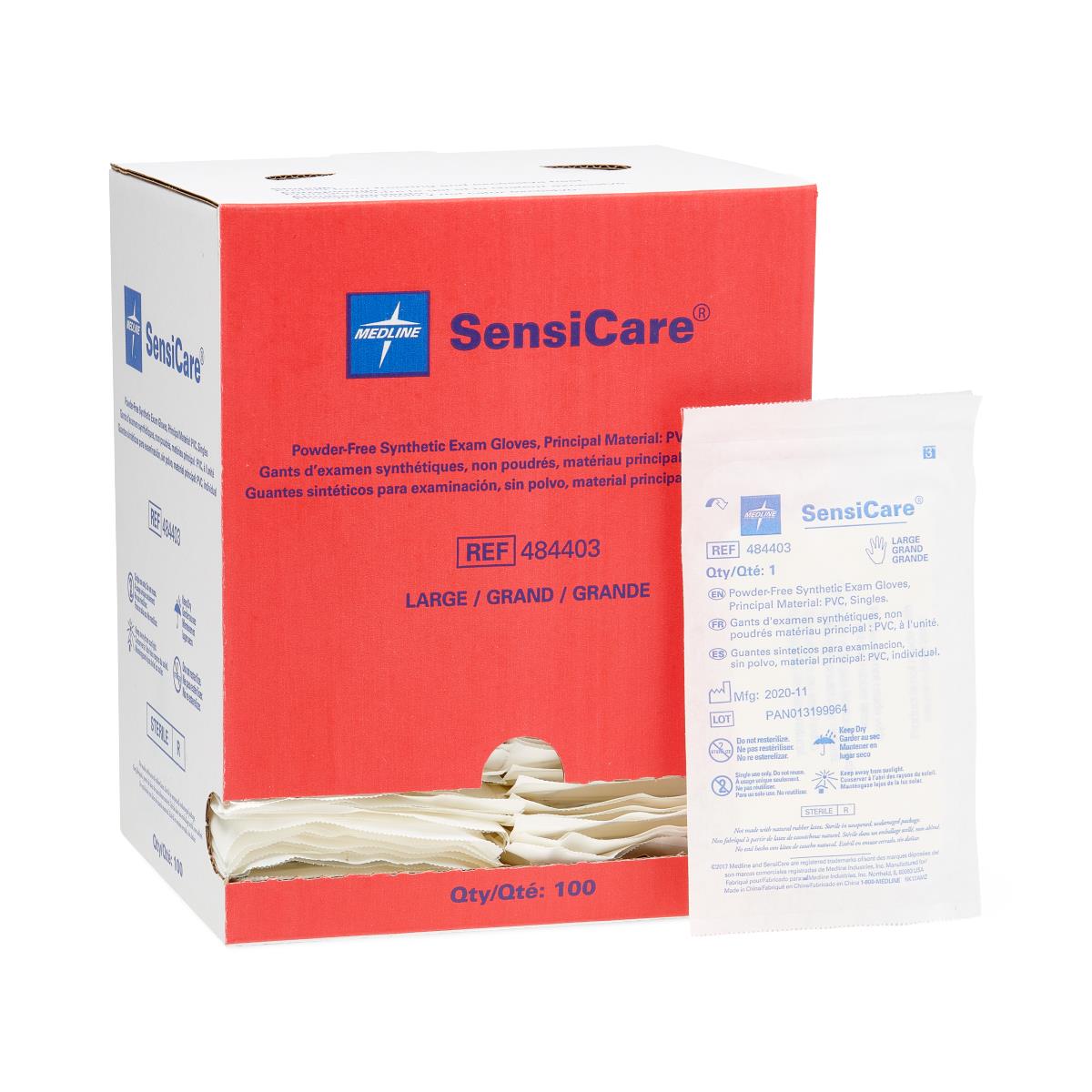 Sensicare Stretch Vinyl Sterile Exam Gloves Single Wrapped