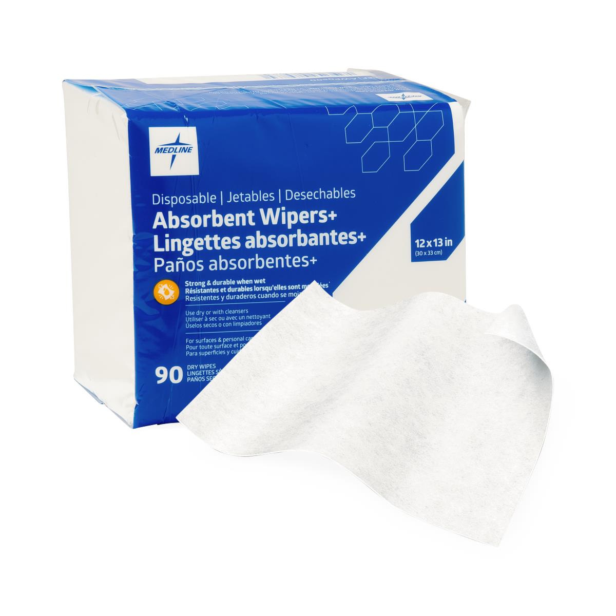 Absorbent Wipers+ Dry Wipes Wipe 12 x 13" 90/bg