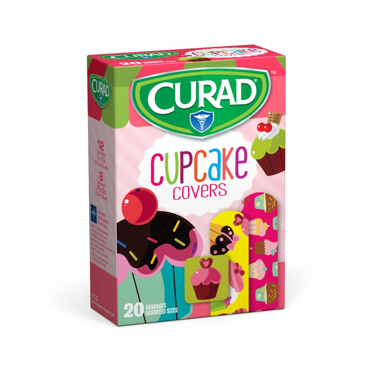 Curad Cupcake Covers Bandages 20 Count (Case of 24)