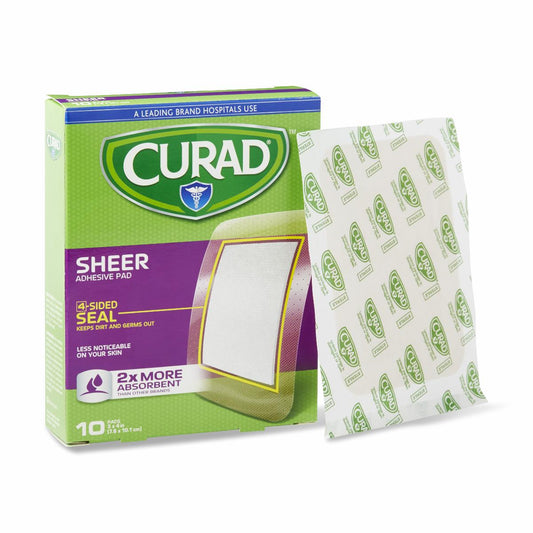 Curad Sheer Adhesive Bandages 3" x 4" 10ct (Case of 24)