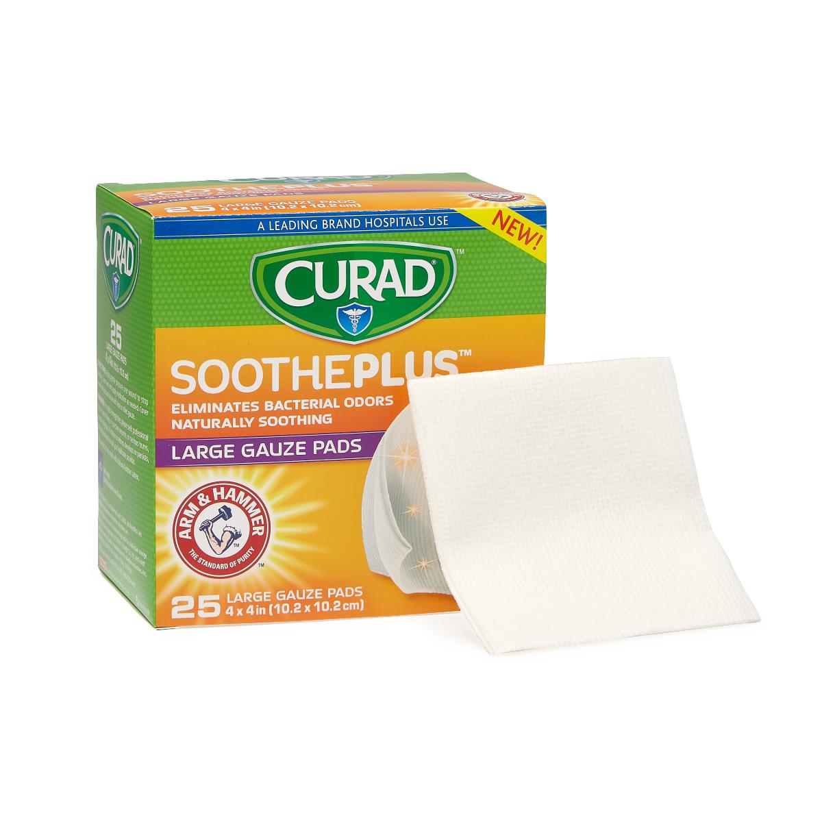 Curad Sootheplus Gauze Pads with Arm and Hammer Baking Soda Arm&hammer 4 x 4 25ea/box 24bx/cs