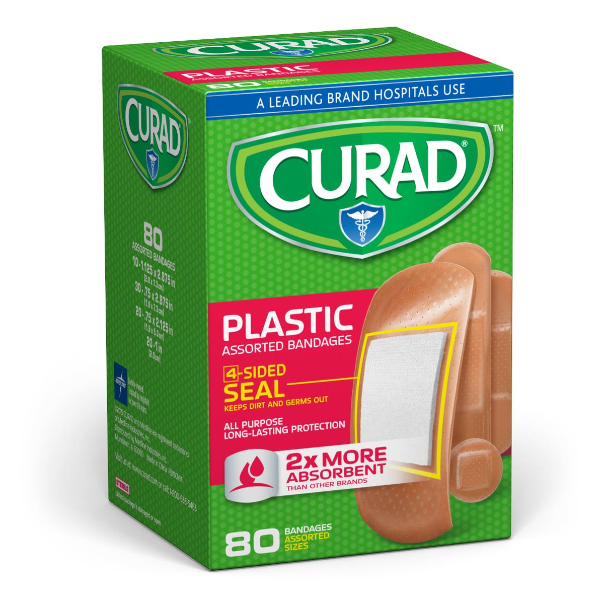 Curad Plastic Adhesive Bandages Assorted 80ct
