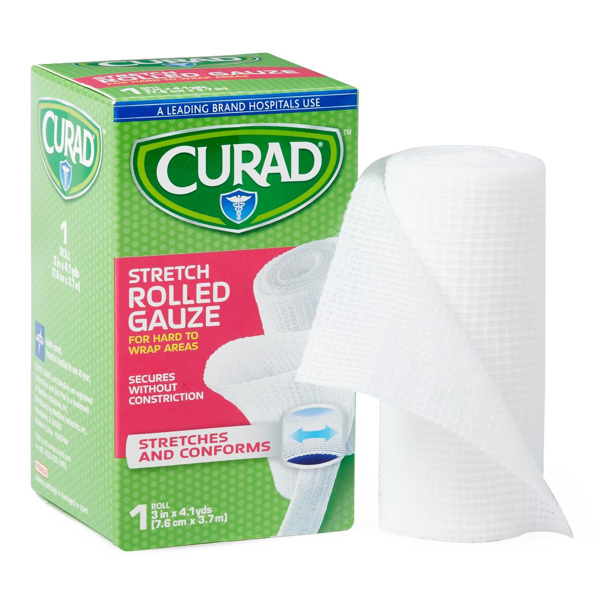 Curad Stretch Rolled Gauze Bandage 3" x 4.1yd 1 Roll (Case of 24) (Case of 24)