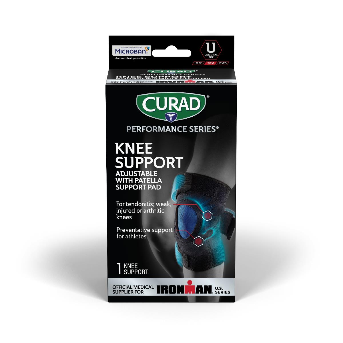 Curad Performance Series Ironman Adjustable Knee Supports Adj Breath Univ Microb 4cs (Case of 4)