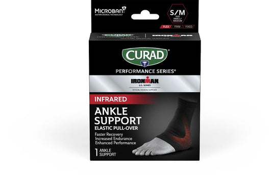Curad Performance Series Ironman Ankle Supports Elastic S/M Infrared 1 Each