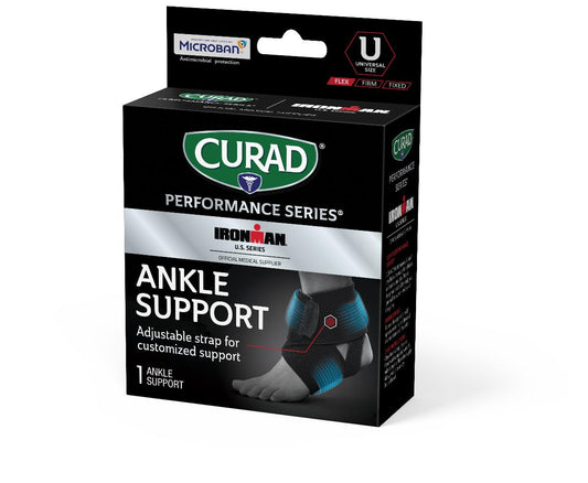 Curad Performance Series Ironman Adjustable Ankle Wraps Retail Black 4/cs (Case of 4)