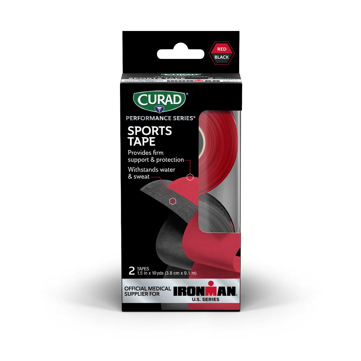Curad Performance Series Ironman Sports Tape 2-Pack Blackred 1.5 x 10yd 1ea