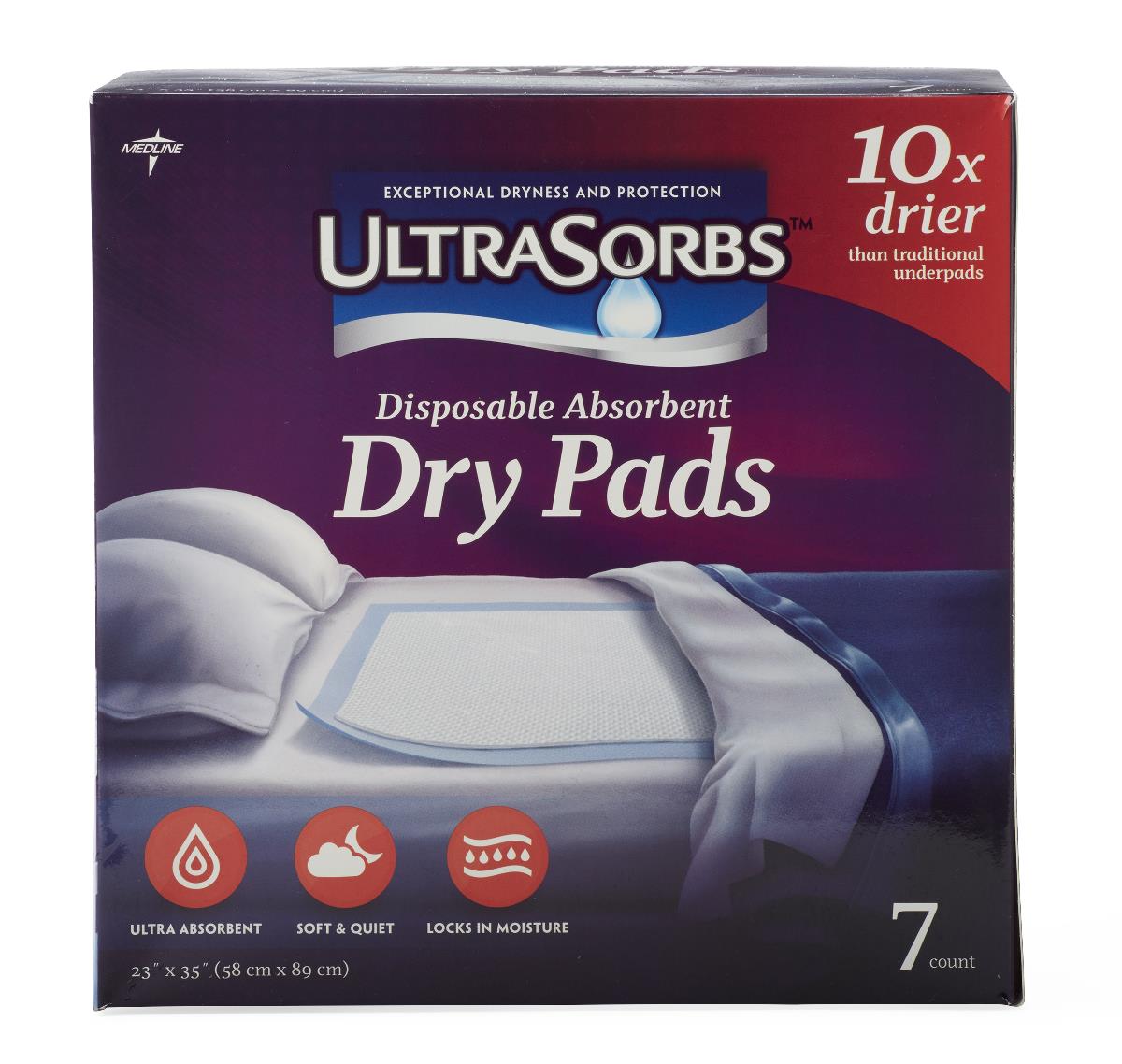 Ultrasorbs Disposable Dry Pad Underpads Drypad Retail 23 x 36 7pk (Case of 6)