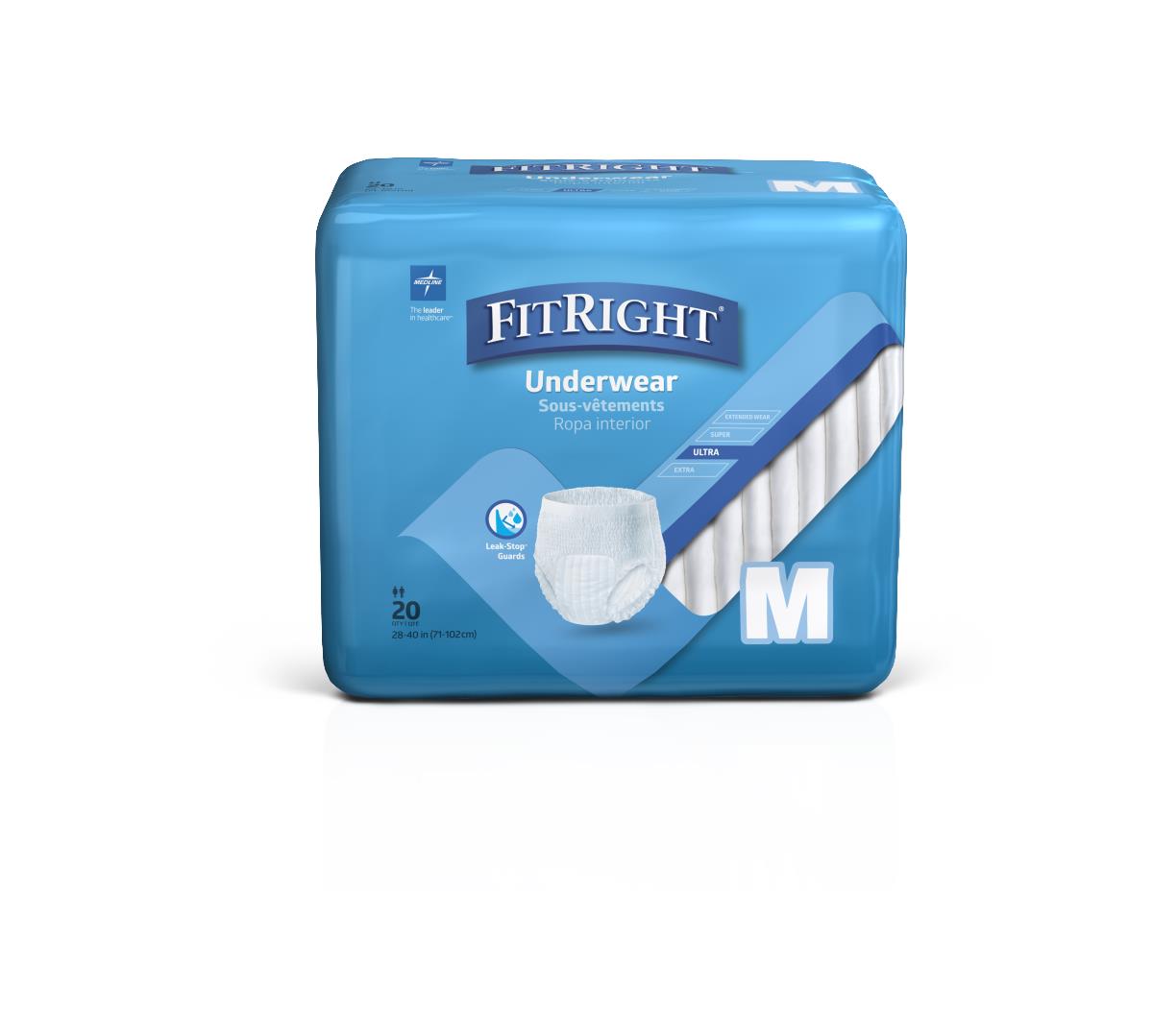 Fitright Ultra Adult Incontinence Underwear Protective Medium 28-40